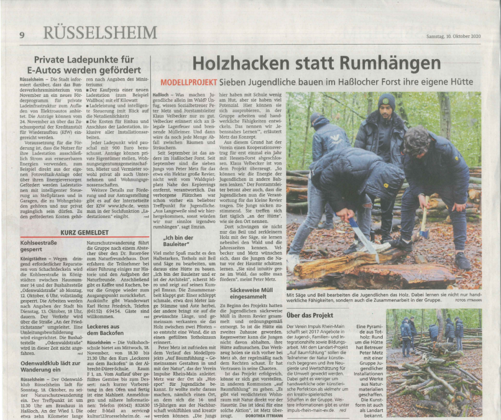 holzhacken statt rumhaengen